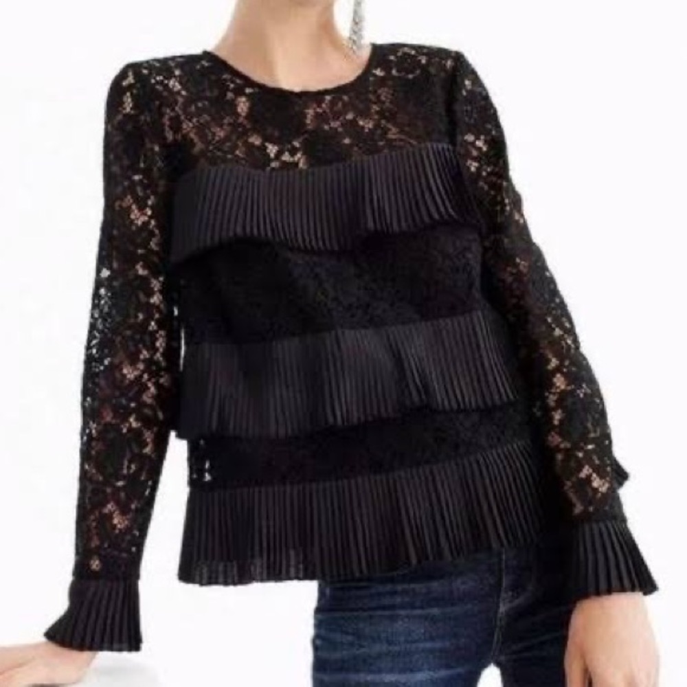 J Crew Lace Long Sleeve Top